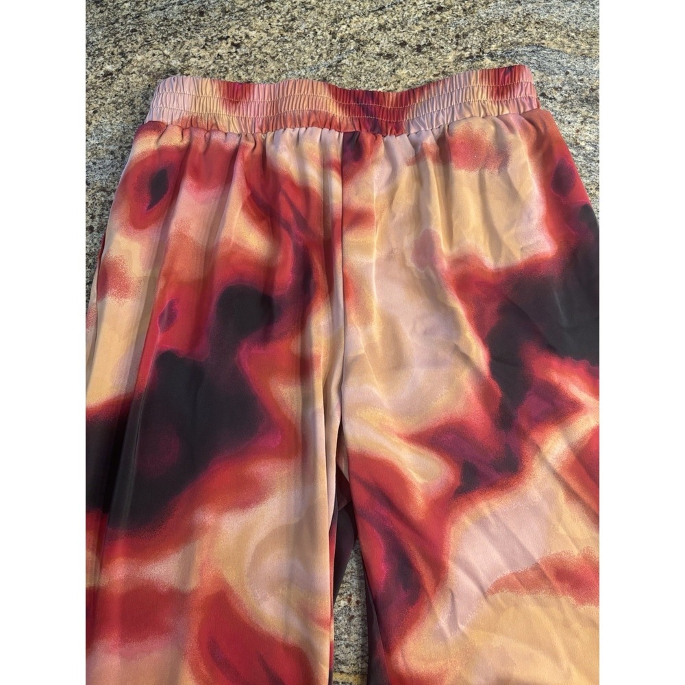Nina Parker Trendy Printed Pants Plus Size 1X Red Black Purple – (RED)